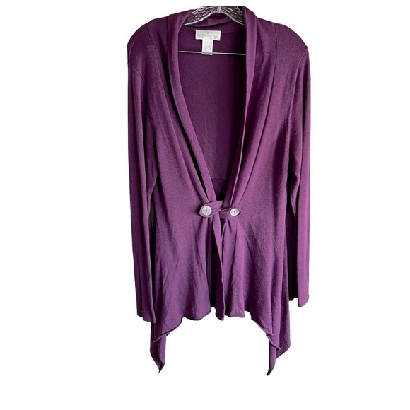 Soft Surroundings Purple Drape Abalone Buttons Cardigan - Picture 1 of 6